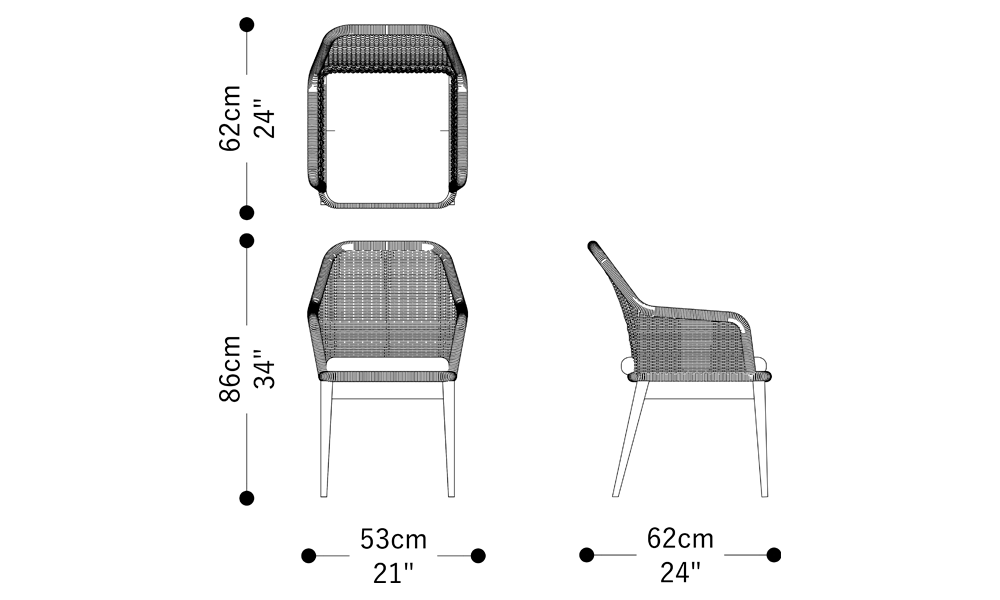 Image of the main dimensions of the product